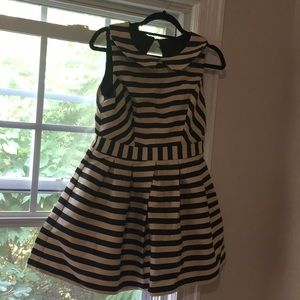 Asos petite black and white stripe dress size 10..